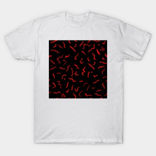 Artistic Squiggle Colorful Print Pattern Red T-Shirt